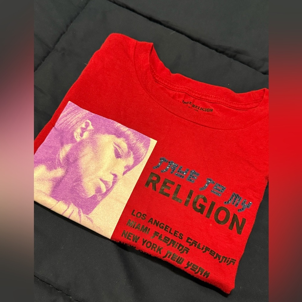 True Religion Red Tee with Graphic Print